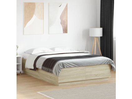 Rám postele s LED osvětlením dub sonoma 160 x 200 cm kompozit 3209599