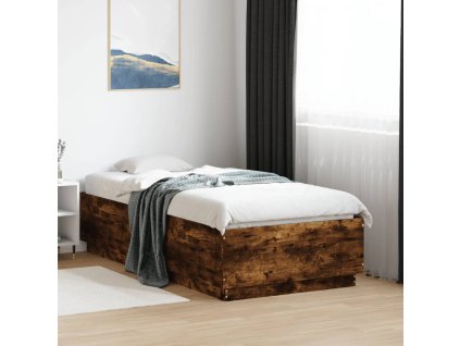 Rám postele s LED osvětlením kouřový dub 90 x 190 cm kompozit 3209664