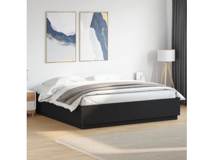 Rám postele černý 200 x 200 cm kompozitní dřevo 3209675