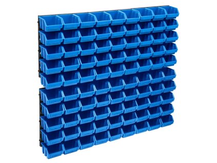 96dílná sada skladovacích zásobníků nástěnné panely modročerná 150816