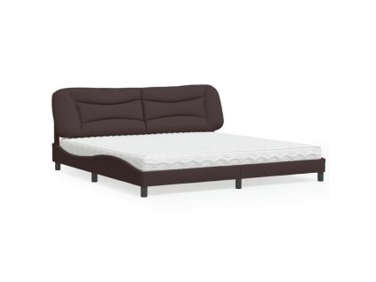 Postel s matrací Hvar tmavě hnědá 200 x 200 cm textil 3208558