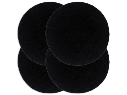 Prostírání 4 ks černé 38 cm kulaté bavlna 133844