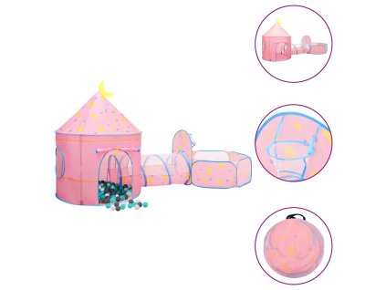 Dětský stan na hraní s 250 míčky růžový 301 x 120 x 128 cm 3107737