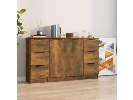 Příborníky 3 ks kouřový dub kompozitní dřevo 3115841