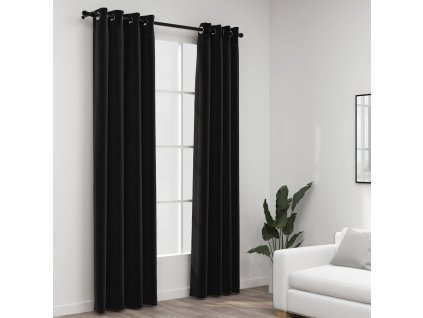 Zatemňovací závěsy vzhled lnu 2 ks antracitové 140 x 245 cm 321162
