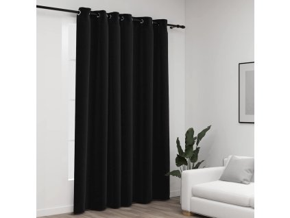 Zatemňovací závěs s kroužky vzhled lnu antracitová 290x245 cm 321163