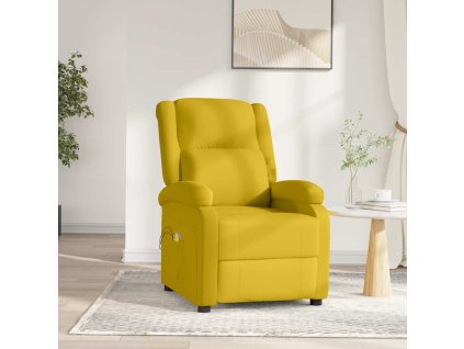 Elektrické masážní křeslo žluté samet 3098411