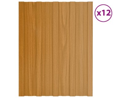 Střešní panely 12 ks pozinkovaná ocel světlé dřevo 60 x 45 cm 317195