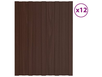 Střešní panely 12 ks pozinkovaná ocel hnědé 60 x 45 cm 317193