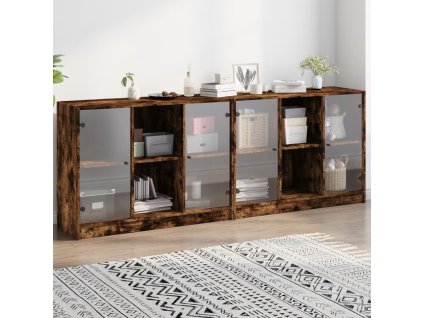 Knihovna s dvířky kouřový dub 204 x 37 x 75 cm kompozitní dřevo 3206535