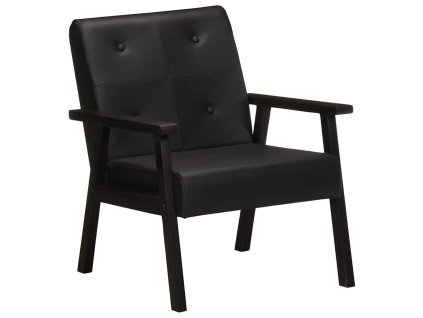 Křeslo černé pravá kůže 247642