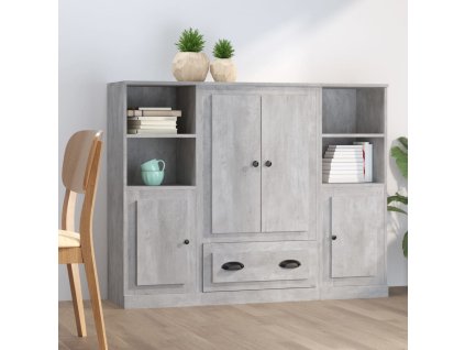 Příborníky 3 ks betonově šedé kompozitní dřevo 3185323