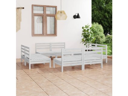 8dílná zahradní sedací souprava bílá masivní borovice 3082413