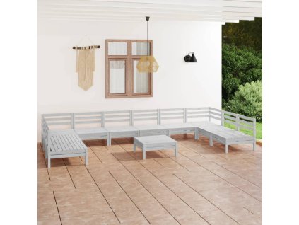 11dílná zahradní sedací souprava bílá masivní borovice 3083430