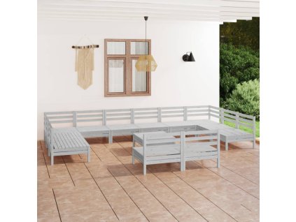 13dílná zahradní sedací souprava bílá masivní borovice 3083460