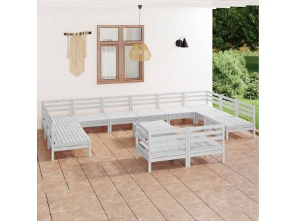 13dílná zahradní sedací souprava bílá masivní borovice 3083500