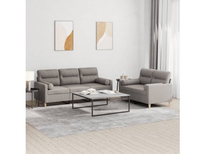 2dílná sedací souprava s polštáři taupe textil 3201623