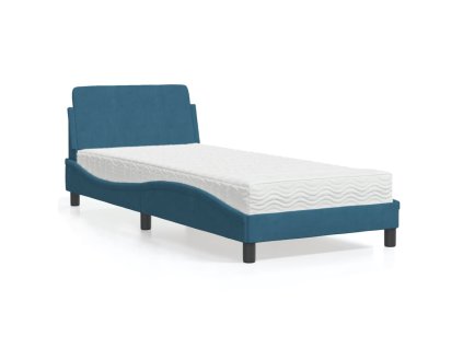 Postel s matrací Dover modrá 90 x 190 cm samet 3208315