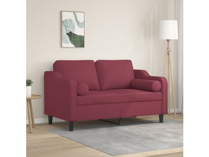 2místná pohovka s polštáři vínová 120 cm textil 3200843