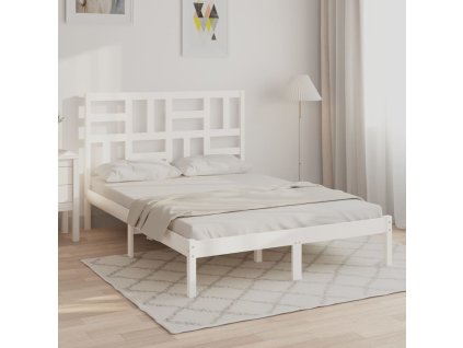 Rám postele bílý masivní dřevo 150 x 200 cm King Size 3105956