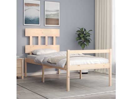 Postel s čelem pro seniory 90x200 cm masivní dřevo 3195401