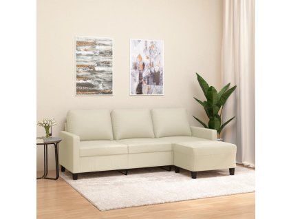 3místná pohovka s podnožkou krémová 180 cm umělá kůže 3201025