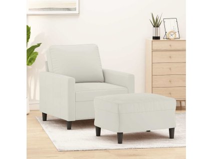 Křeslo s podnožkou krémové 60 cm samet 3201053