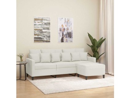 3místná pohovka s podnožkou krémová 180 cm samet 3201115