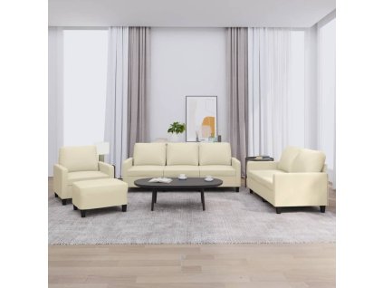 4dílná sedací souprava s poduškami krémová umělá kůže 3201404