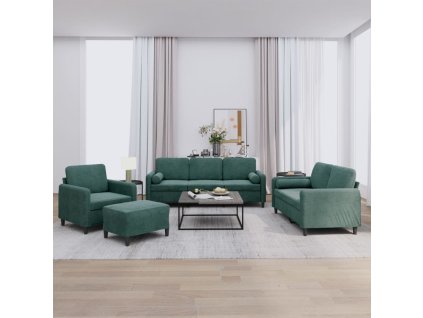 4dílná sedací souprava s polštáři tmavě zelená samet 3201966