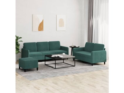 3dílná sedací souprava tmavě zelená samet 3202026