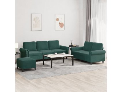 3dílná sedací souprava s poduškami tmavě zelená samet 3202262