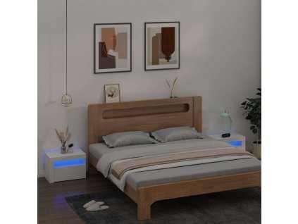 Noční stolky 2 ks s LED osvětlením bílé 60 x 35 x 40 cm 3080734