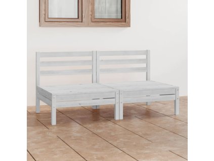 2místná zahradní pohovka bílá masivní borovice 3082373