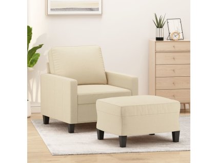 Křeslo s podnožkou krémové 60 cm textil 3201031