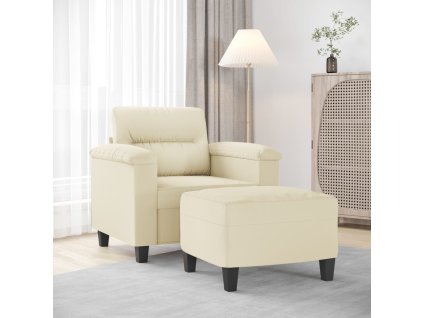 Křeslo s podnožkou krémové 60 cm umělá kůže 3201238