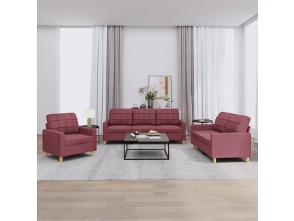 3dílná sedací souprava s poduškami vínová textil 3201248
