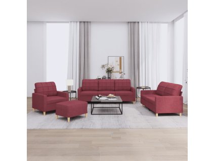 4dílná sedací souprava s poduškami vínová textil 3201256