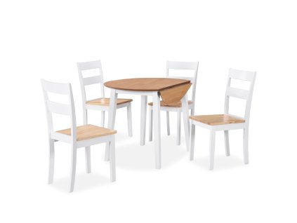 Jídelní set 5 kusů, MDF a kaučukovníkové dřevo, bílý 274943