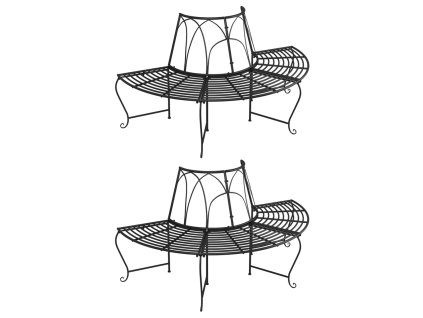Půlkruhové lavice kolem stromu 2 ks Ø 159 cm černé ocel 3095717