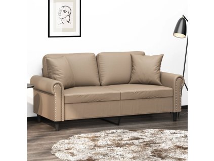 2místná pohovka s polštáři cappuccino 140 cm umělá kůže 3200934