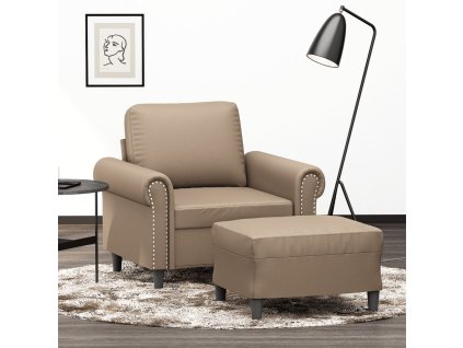 Křeslo s podnožkou cappuccino 60 cm umělá kůže 3201204