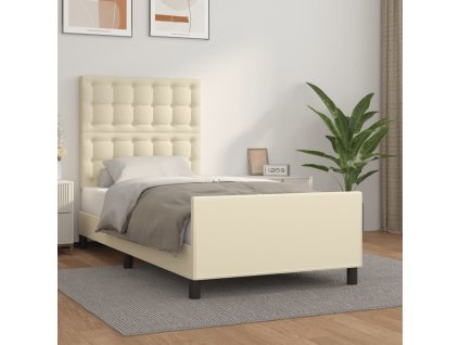 Rám postele s čelem krémový 90x200 cm umělá kůže 3125551