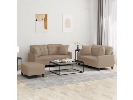 3dílná sedací souprava s polštáři cappuccino umělá kůže 3201377