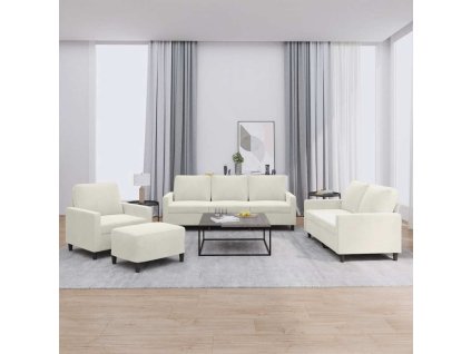 4dílná sedací souprava s poduškami krémová samet 3201494