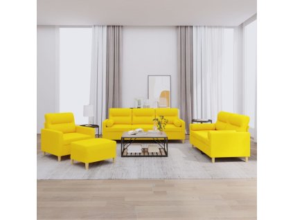 4dílná sedací souprava s polštáři světle žlutá textil 3201565