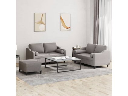3dílná sedací souprava s polštáři taupe textil 3201833