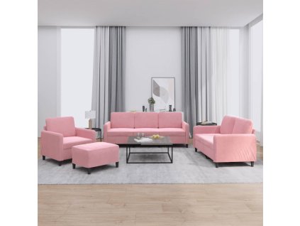 4dílná sedací souprava růžová samet 3201947