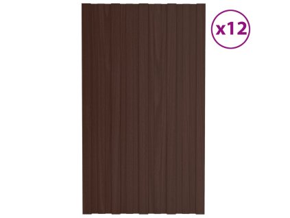 Střešní panely 12 ks pozinkovaná ocel hnědé 80 x 45 cm 317205