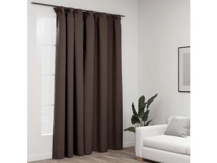 Zatemňovací závěs s háčky vzhled lnu taupe 290 x 245 cm 321207